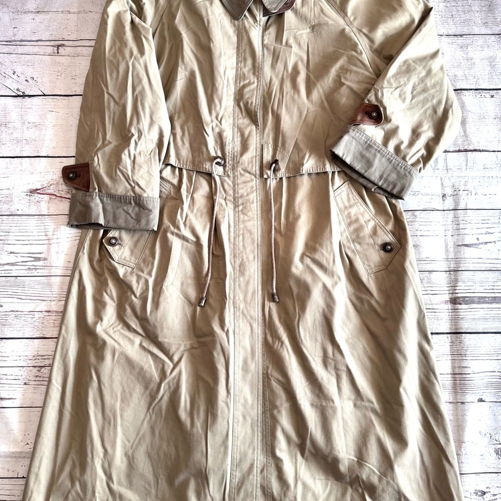 Vintage Fleet Street Trench Coat Womens 16 Rain Jacket‎ Brown Flannel Lined